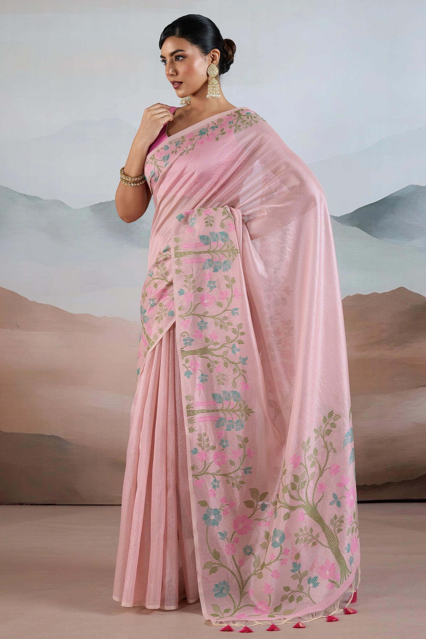 Powder Pink Zari Tissue Brasso saree-SAR12297_3_SareeButa.com