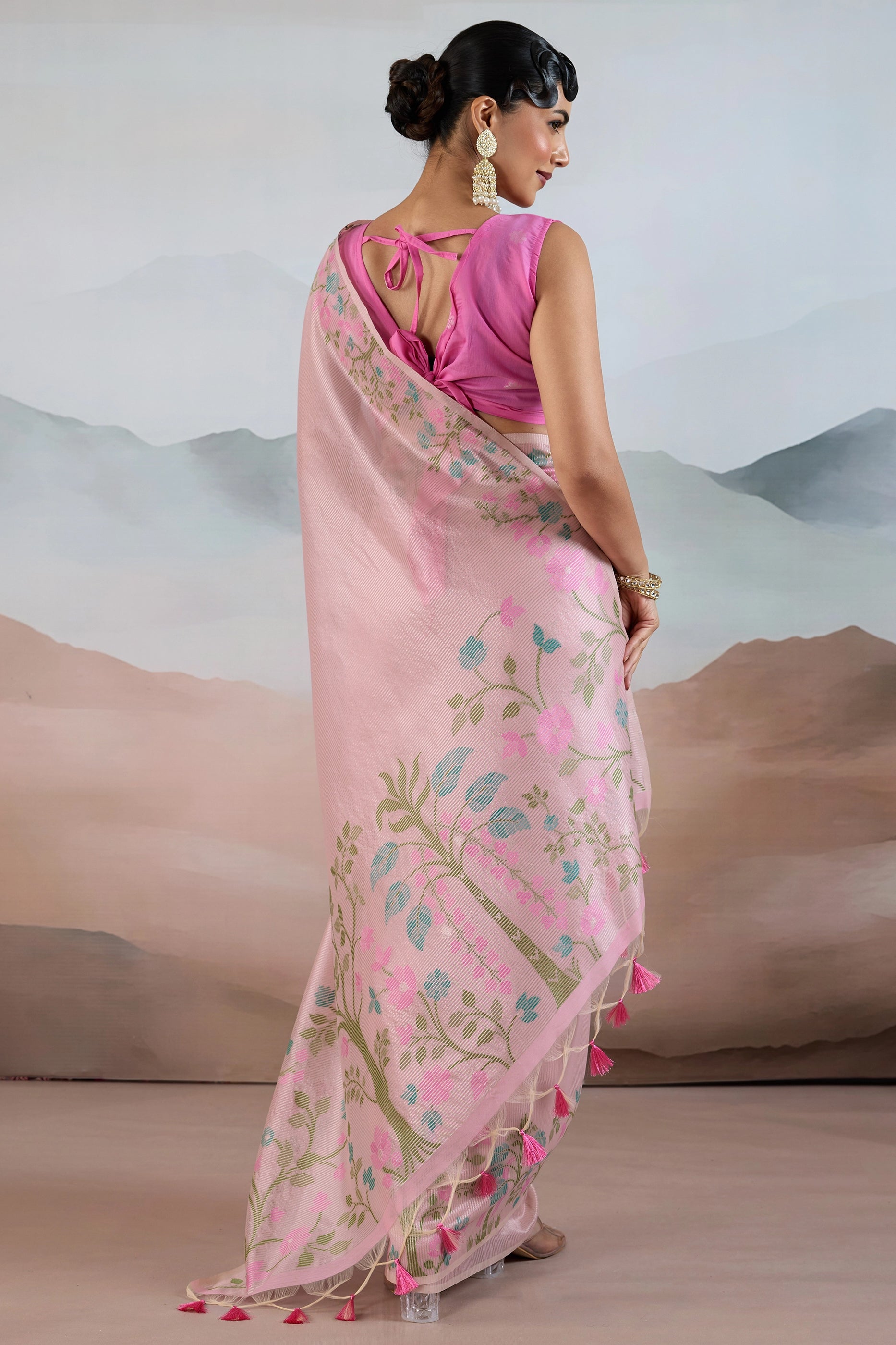 Powder Pink Zari Tissue Brasso saree-SAR12297_5_SareeButa.com