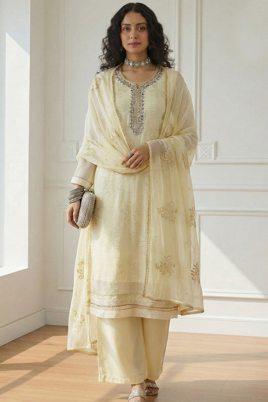Powder Yellow Readymade Embroidered Georgette Suit-SAR11642_2_SareeButa.com