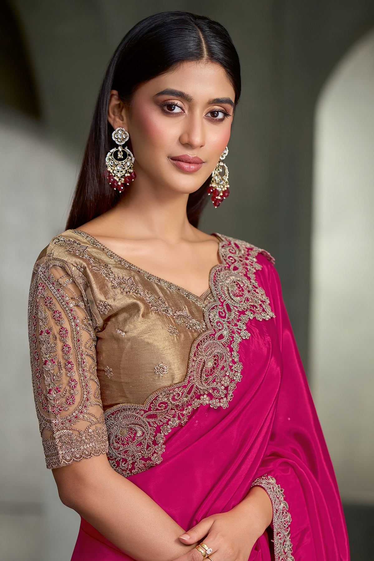 Princess Pink Embroidered Crepe Silk Saree-SAR13285_2_SareeButa.com