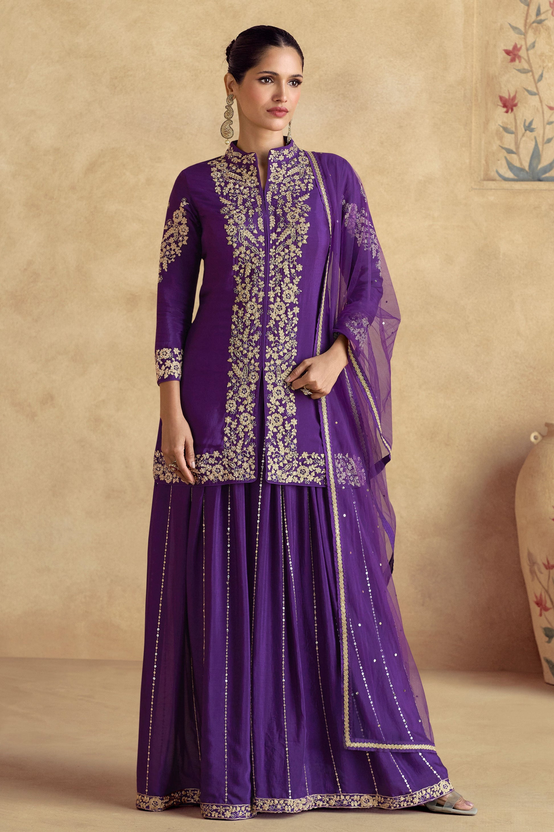 Purple Chinon Readymade Palazzo Suit-SS174_1_SareeButa.com