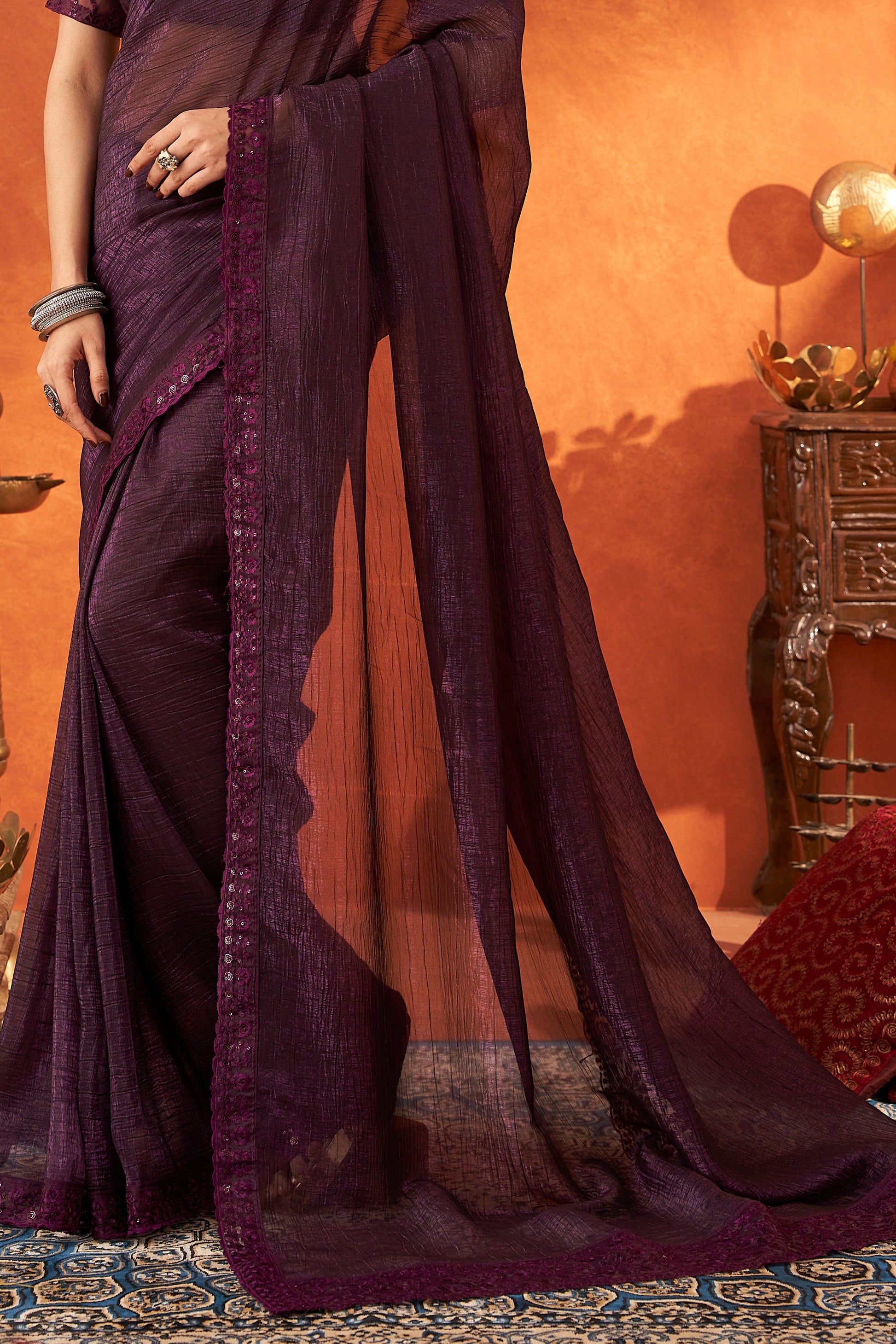 Purple Embroidered Chiffon Saree-ZB133037_4_SareeButa.com