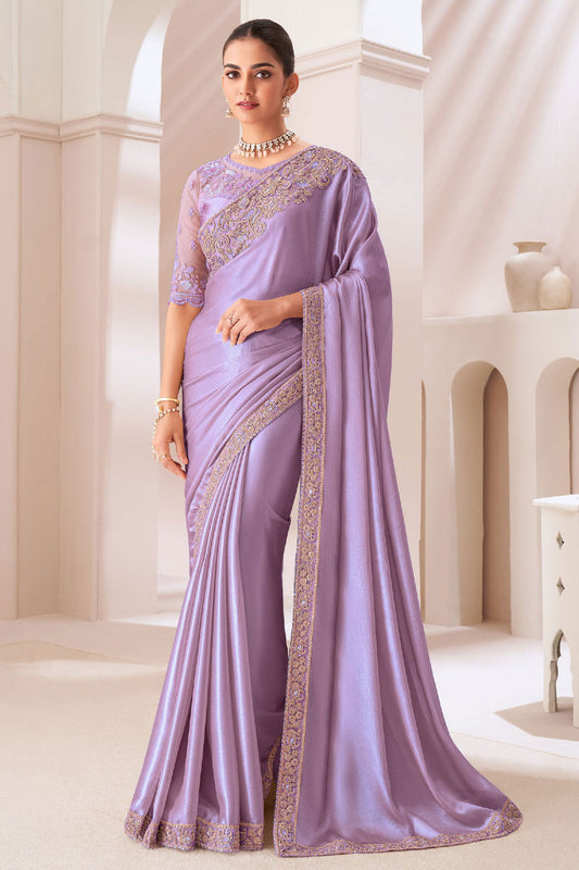 Purple Embroidered Chiffon Saree-ZB133455_1_SareeButa.com