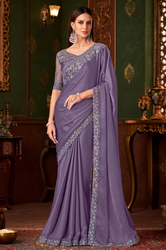 Purple Embroidered Chiffon Silk Saree-ZB133565_1_SareeButa.com