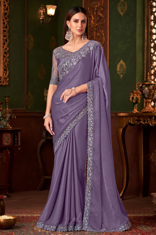 Purple Embroidered Chiffon Silk Saree-ZB133565_1_SareeButa.com