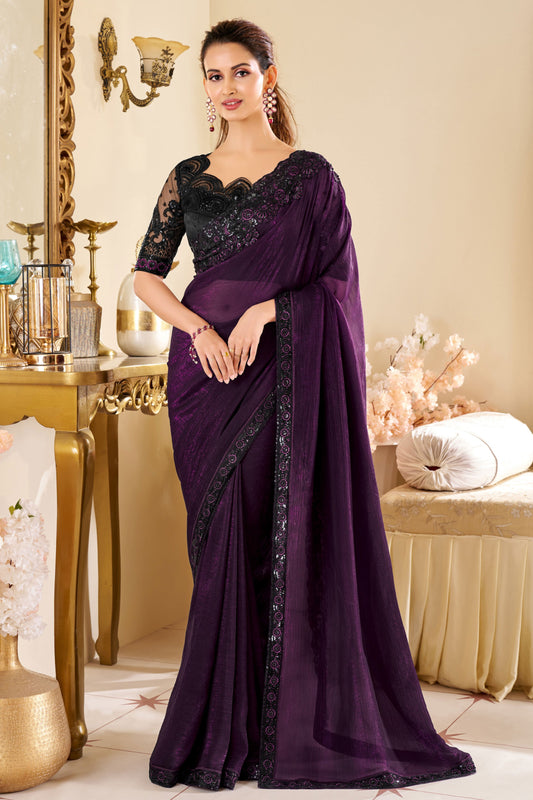 Purple Embroidered Silk Saree-ZB133545_1_SareeButa.com