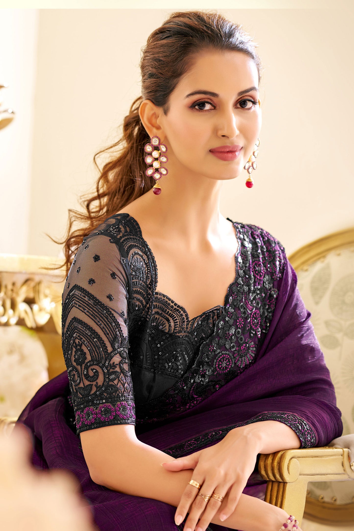 Purple Embroidered Silk Saree-ZB133545_3_SareeButa.com