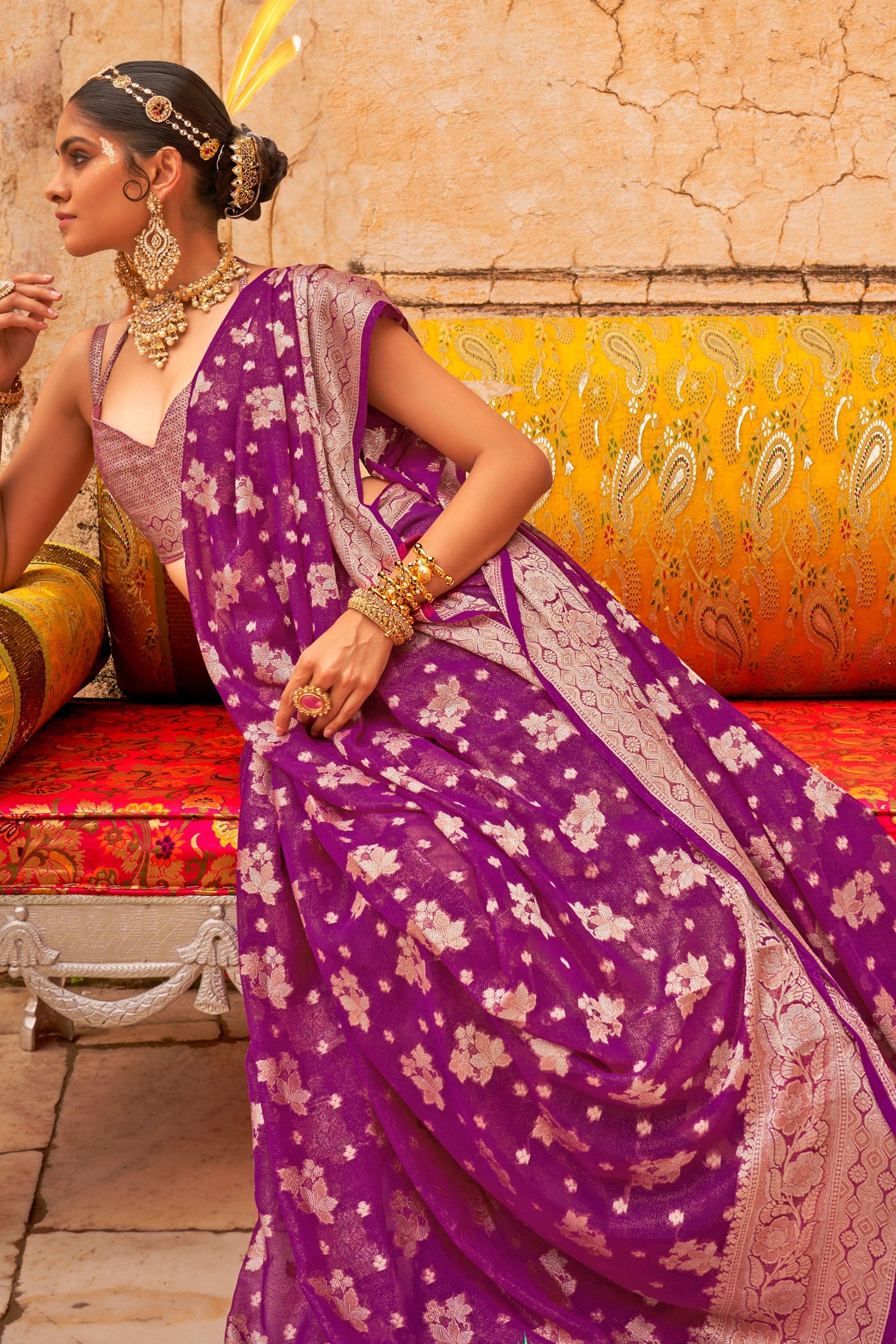 Purple Georgette Saree-ZB133159_2_SareeButa.com