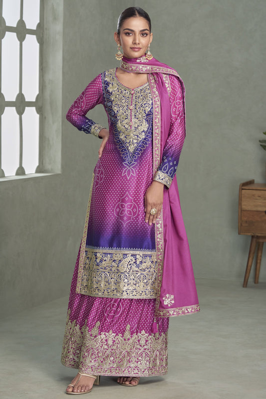 Purple Pink Readymade Embroidered Chinon Silk Suit-SS929_1_SareeButa.com