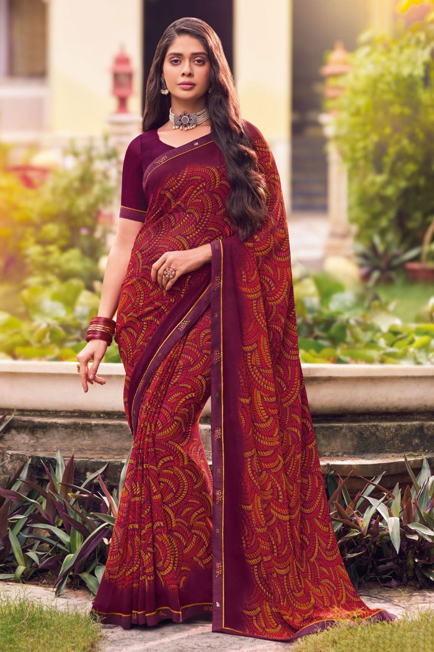 Purple Printed Georgette Saree-ZB133254_1_SareeButa.com