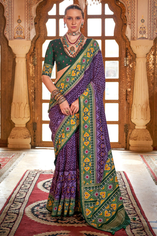 Purple Printed Silk Patola Saree-ZB133145_1_SareeButa.com