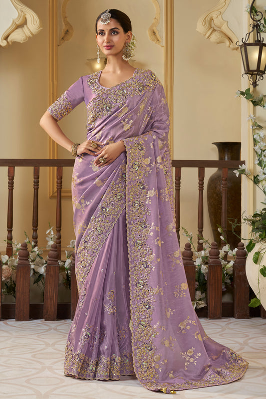 Purple Pure Tissue Silk Saree