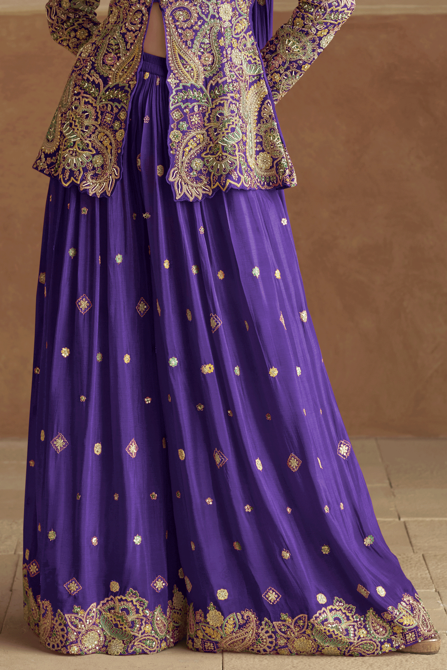 Purple Readymade Chinon Palazzo Set with Dupatta-SS894_3_SareeButa.com