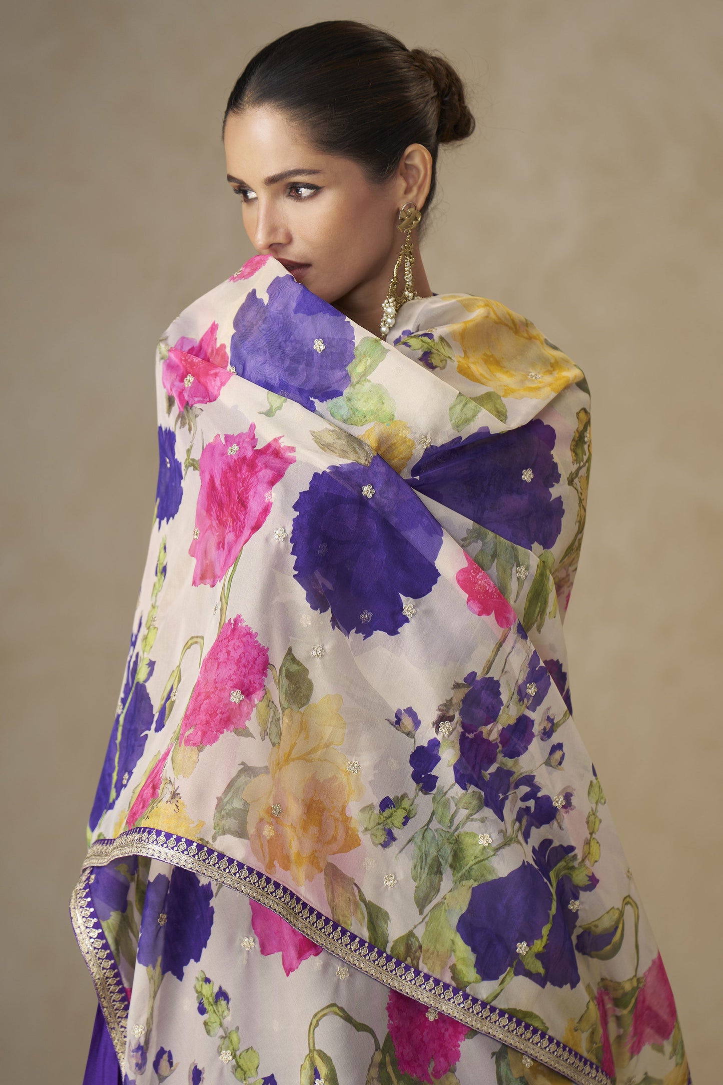 Purple Readymade Embroidered Chinon Gown With Dupatta-SS835_4_SareeButa.com