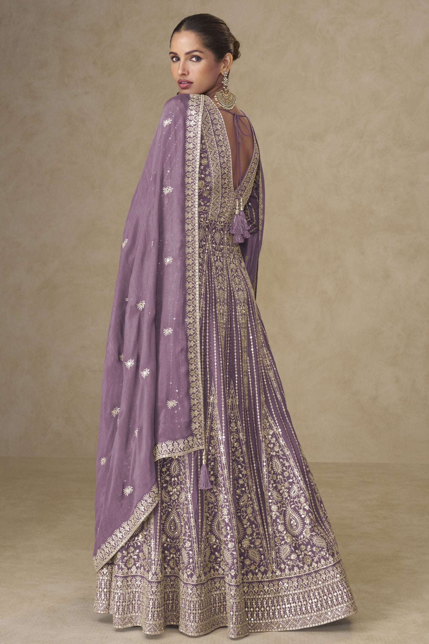 Purple Readymade Embroidered Chinon Palazzo Suit-SS948_2_SareeButa.com