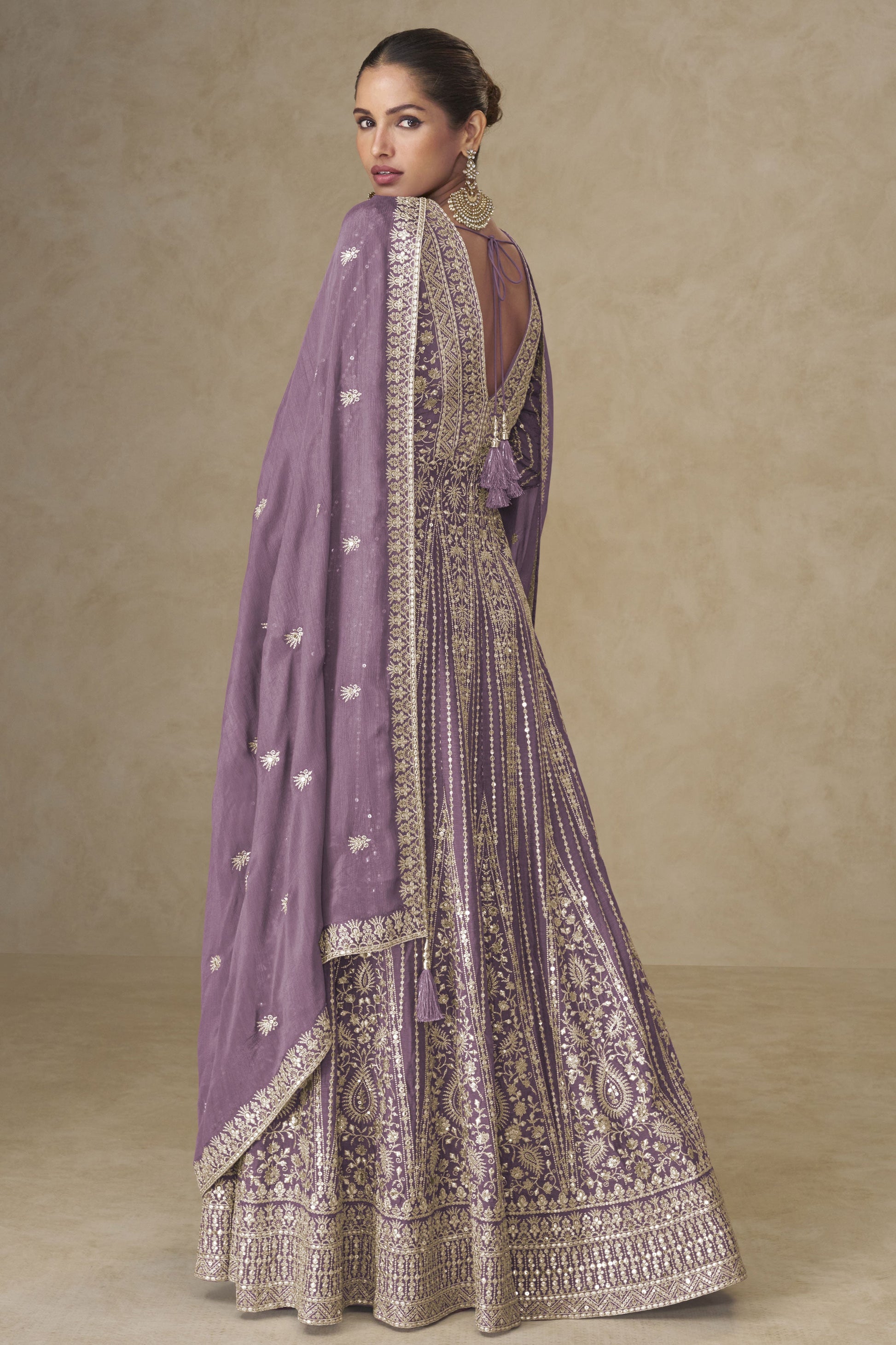 Purple Readymade Embroidered Chinon Palazzo Suit-SS948_2_SareeButa.com