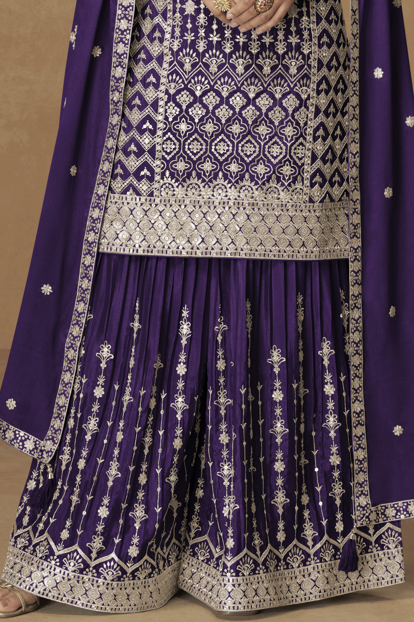 Purple Readymade Embroidered Chinon Silk Palazzo Suit-SS847_3_SareeButa.com