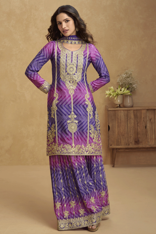 Purple Readymade Embroidered Chinon Silk Suit-SS878_1_SareeButa.com
