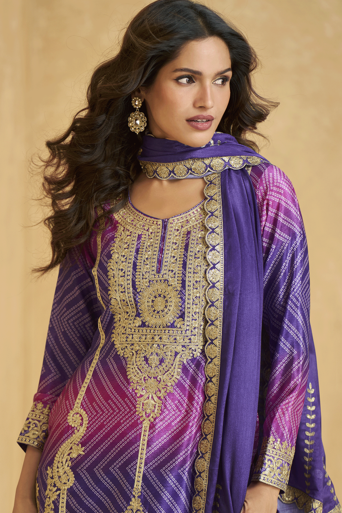 Purple Readymade Embroidered Chinon Silk Suit-SS878_2_SareeButa.com