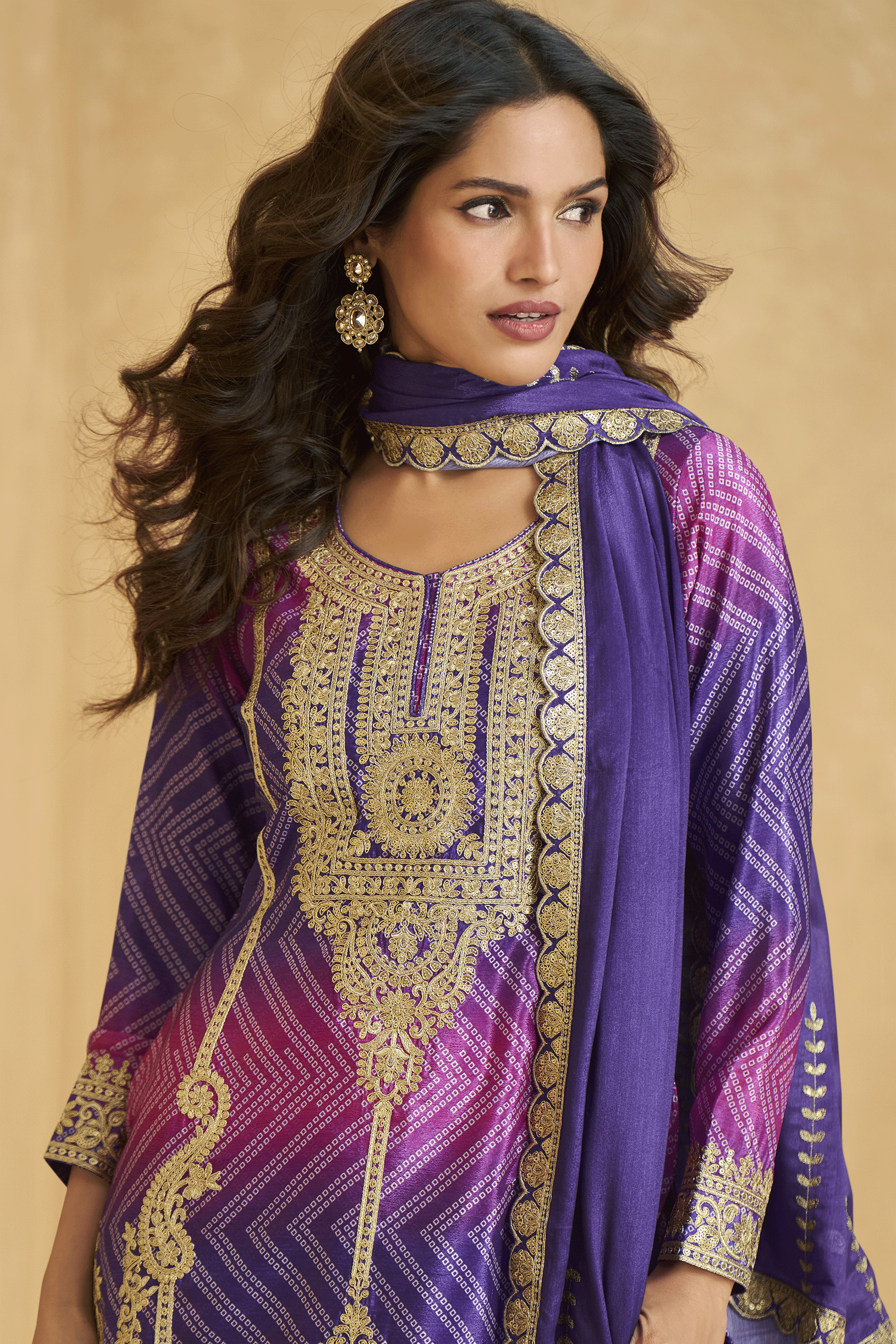 Purple Readymade Embroidered Chinon Silk Suit-SS878_2_SareeButa.com