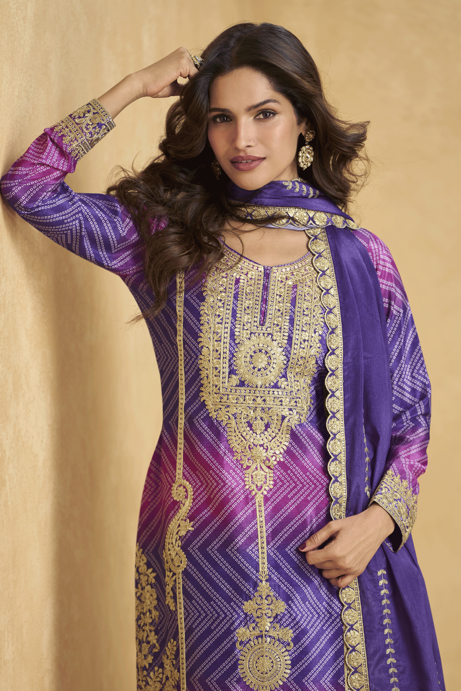 Purple Readymade Embroidered Chinon Silk Suit-SS878_3_SareeButa.com
