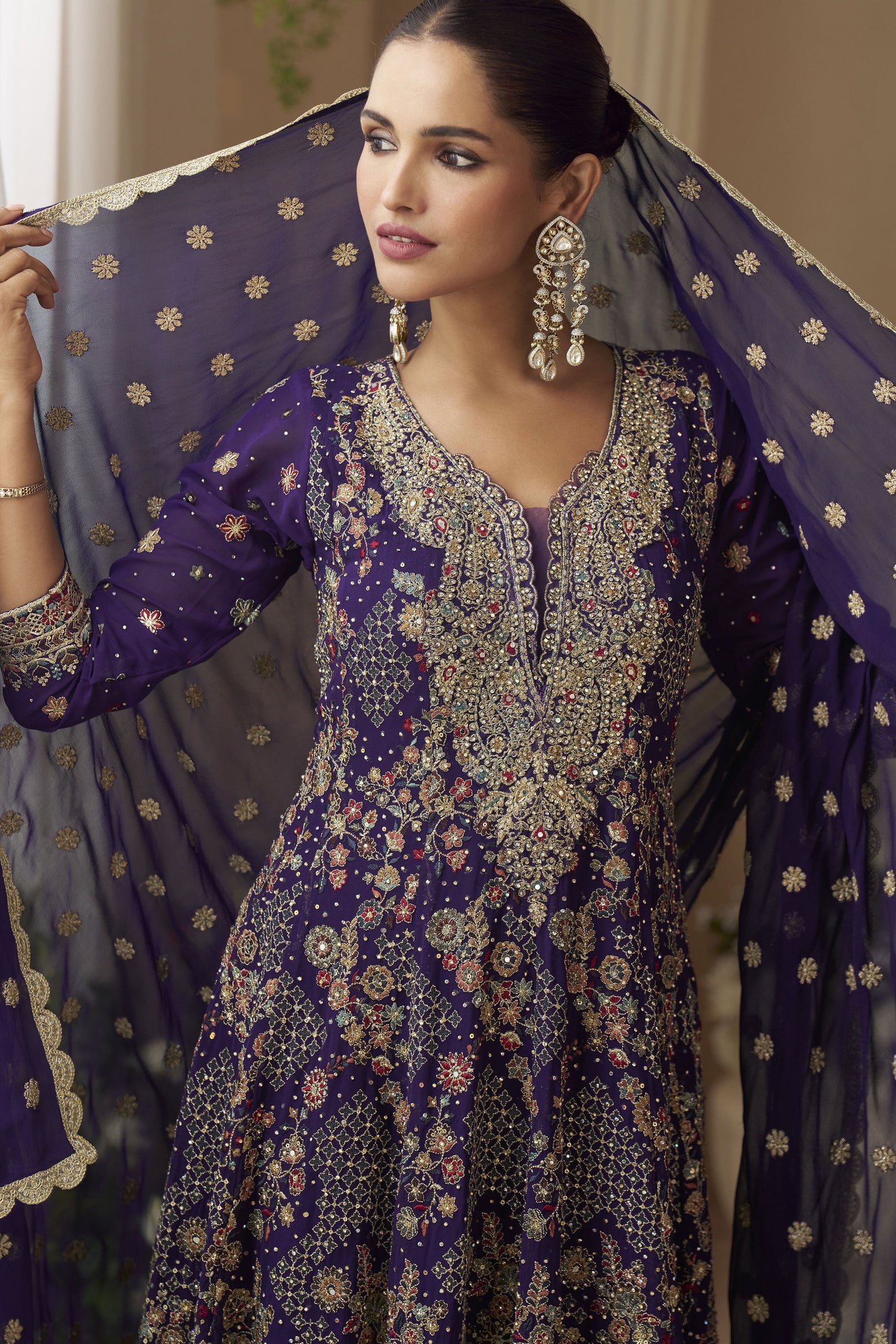 Purple Readymade Embroidered Georgette Suit-SS718_4_SareeButa.com