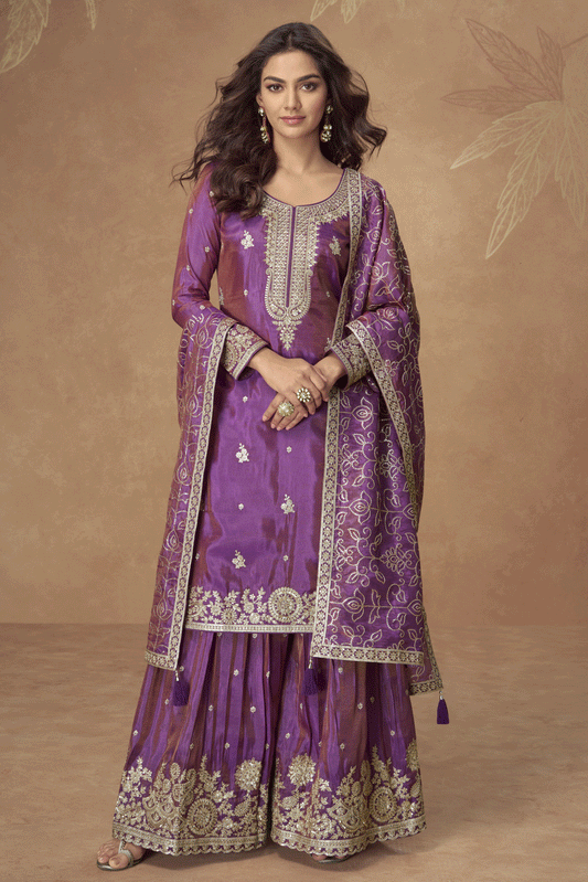 Purple Readymade Embroidered Simar Silk Suit-SS865_1_SareeButa.com