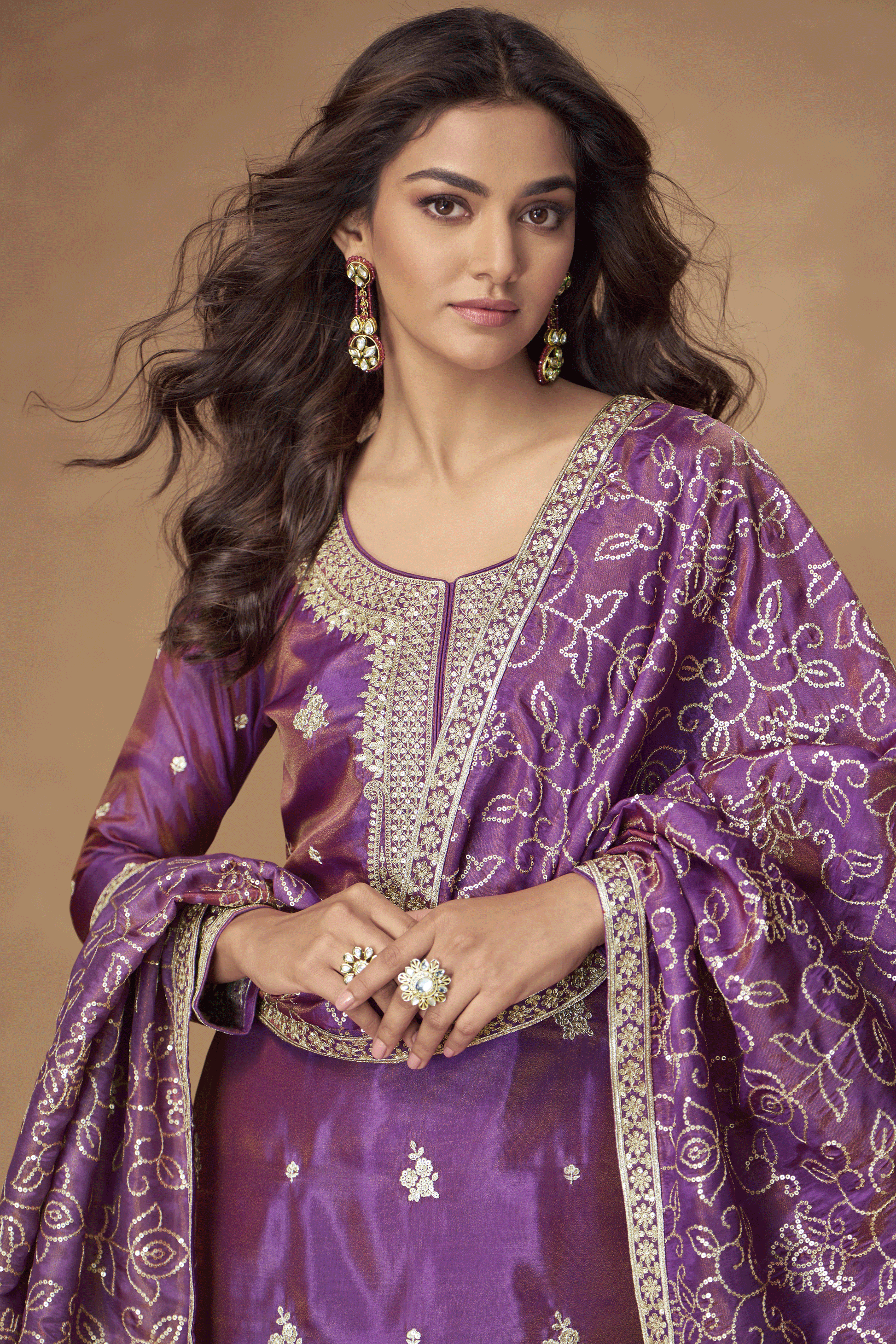 Purple Readymade Embroidered Simar Silk Suit-SS865_2_SareeButa.com