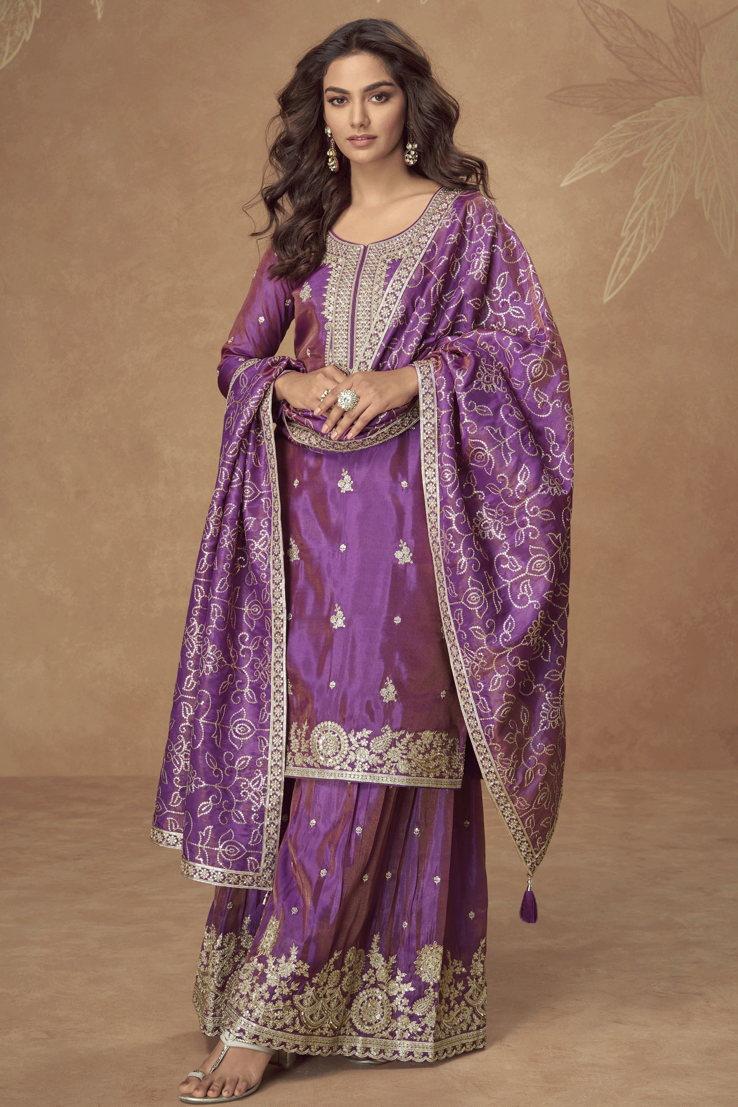 Purple Readymade Embroidered Simar Silk Suit-SS865_3_SareeButa.com