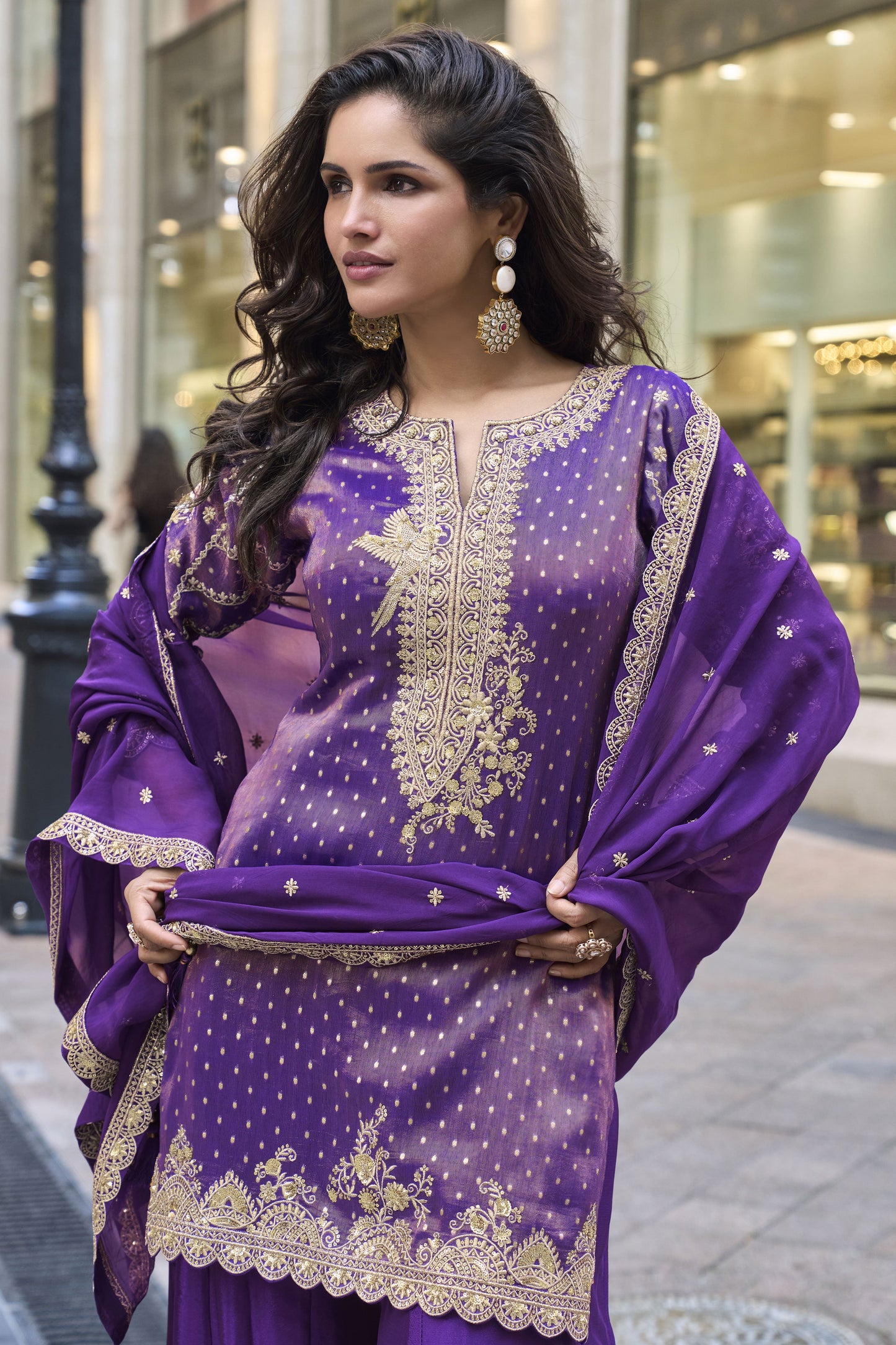 Purple Readymade Embroidered Viscose Silk Suit-SS920_2_SareeButa.com
