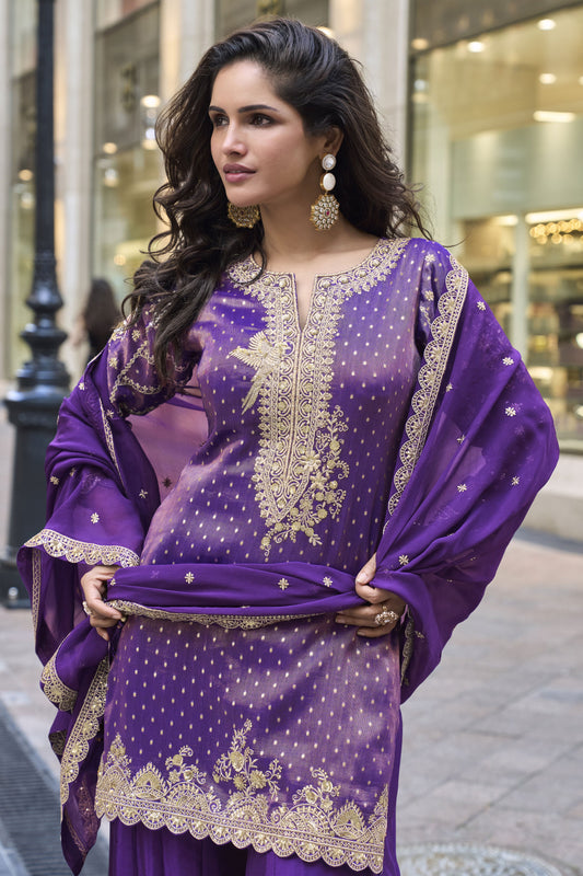 Purple Readymade Embroidered Viscose Silk Suit-SS920_2_SareeButa.com