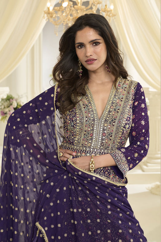 Purple Readymade Georgette Gown with Dupatta-SAR12146_2_SareeButa.com