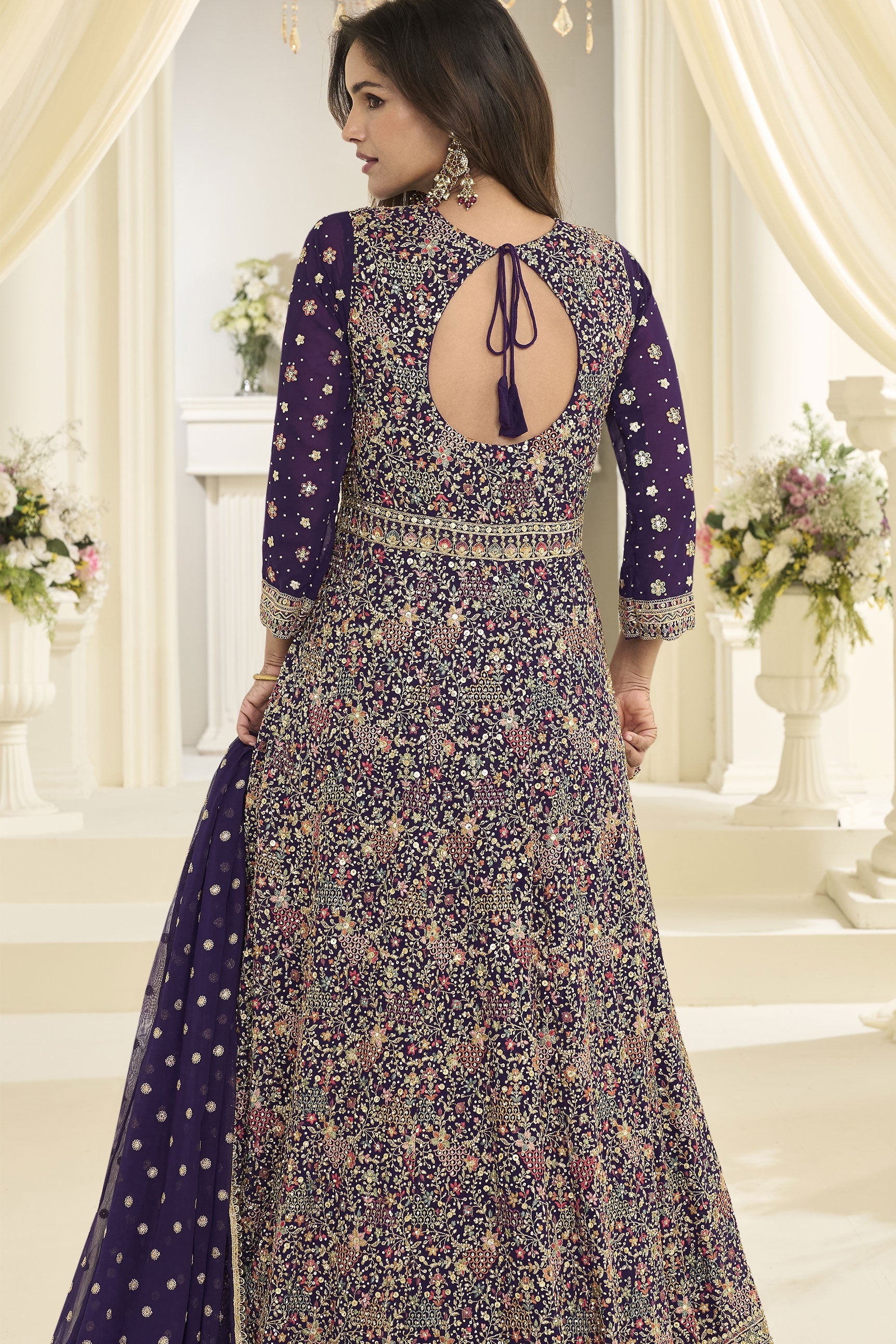Purple Readymade Georgette Gown with Dupatta-SAR12146_3_SareeButa.com