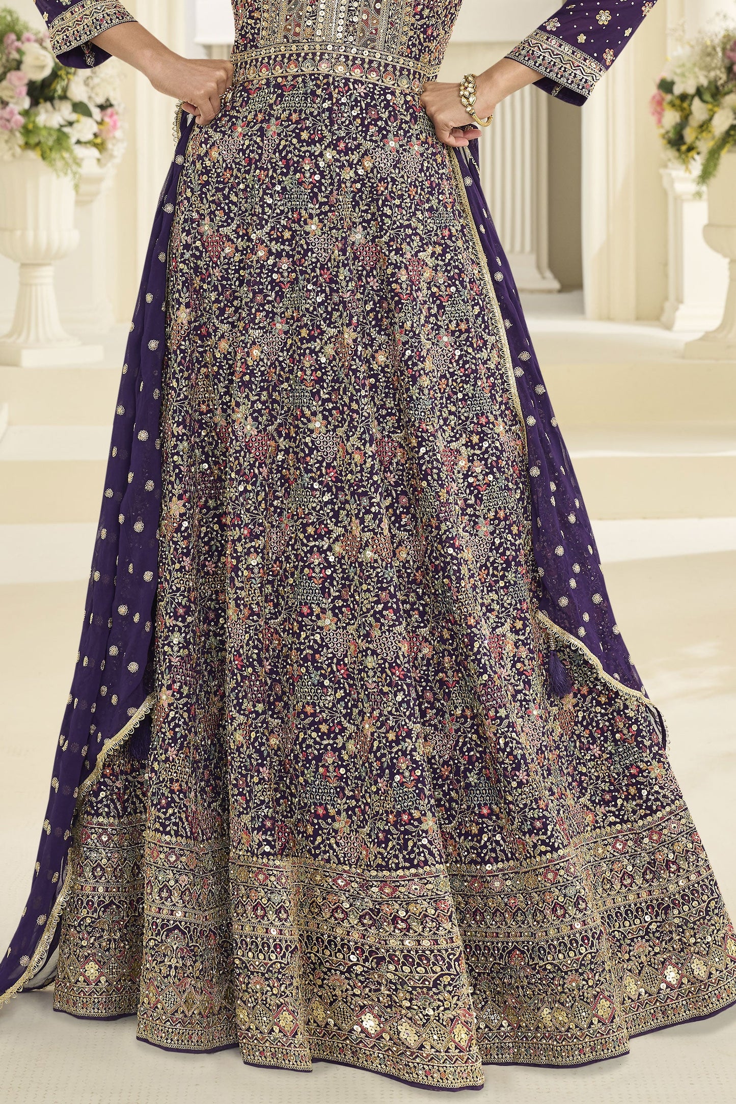 Purple Readymade Georgette Gown with Dupatta-SAR12146_5_SareeButa.com