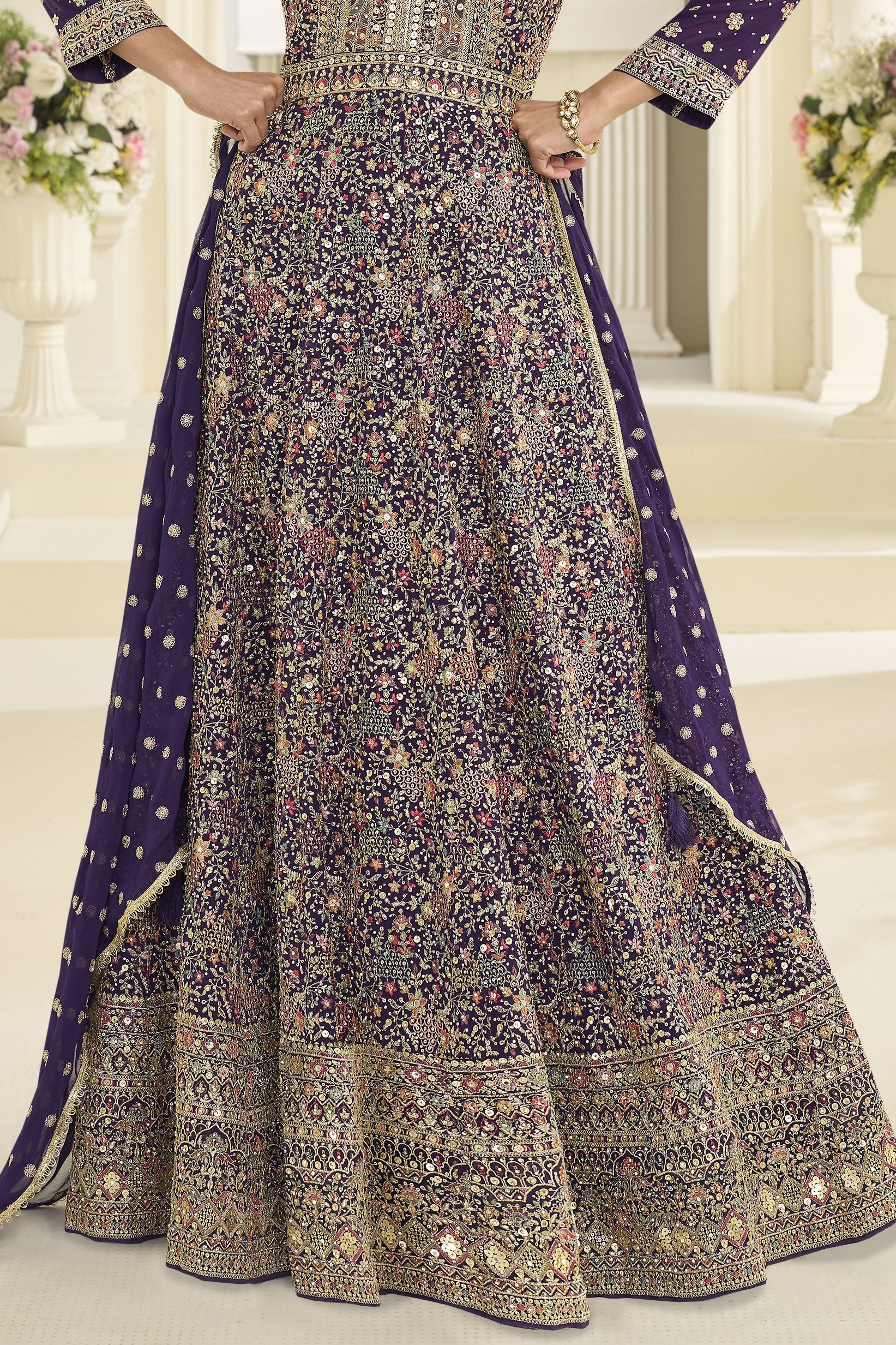 Purple Readymade Georgette Gown with Dupatta-SAR12146_5_SareeButa.com