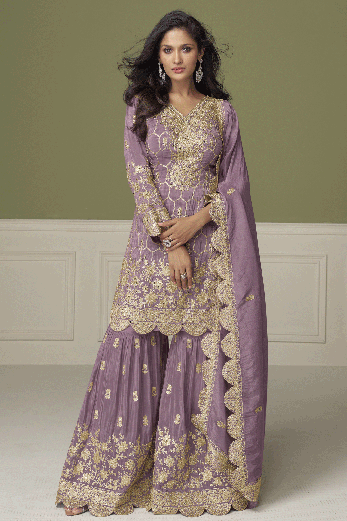 Purple Readymade Heavy Work Simar Silk Sharara Suit-SS881_1_SareeButa.com
