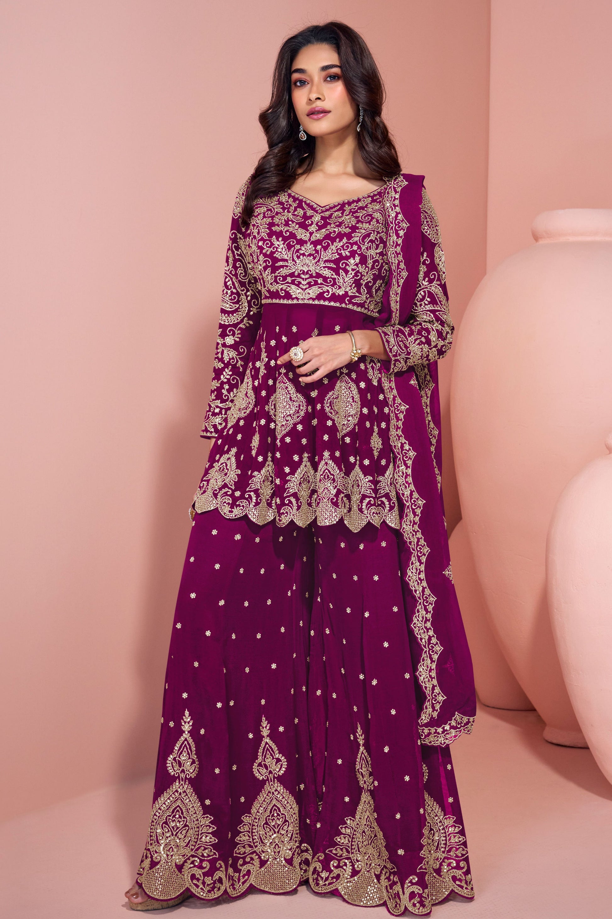Purple Readymade Heavywork Georgette Suit-SS191_1_SareeButa.com
