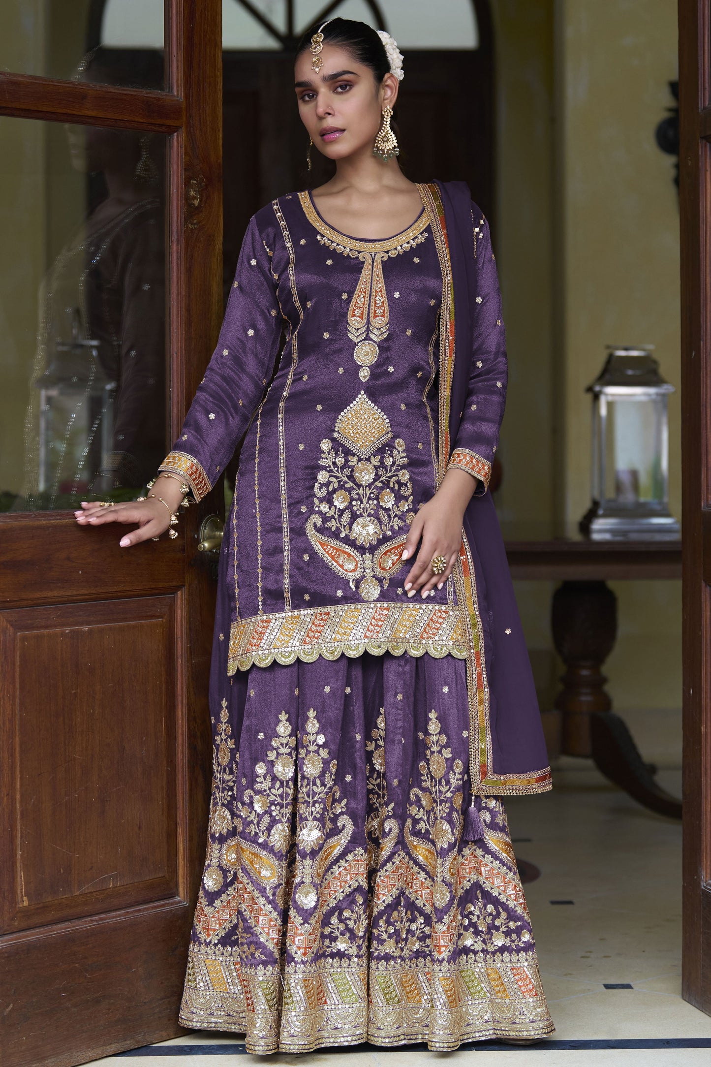 Purple Readymade Simar Silk Palazzo Suit-SS877_1_SareeButa.com