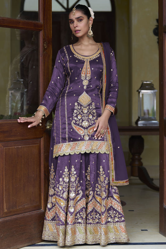Purple Readymade Simar Silk Palazzo Suit-SS877_1_SareeButa.com