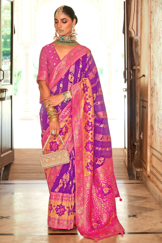 Purple Banarasi Silk Saree-ZB133187_1_SareeButa.com