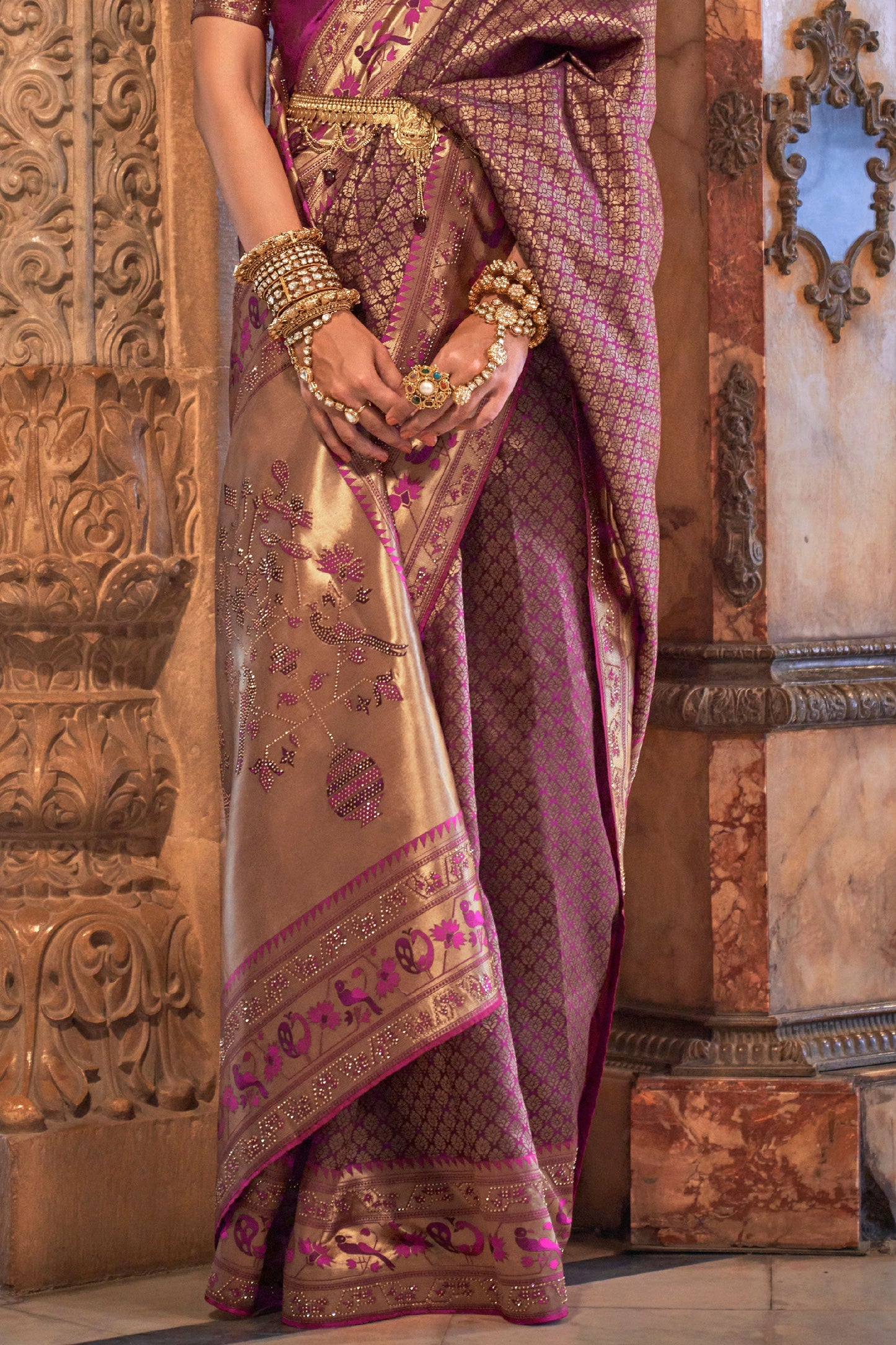 Purple Woven Paithani Silk Saree-ZB130991_3