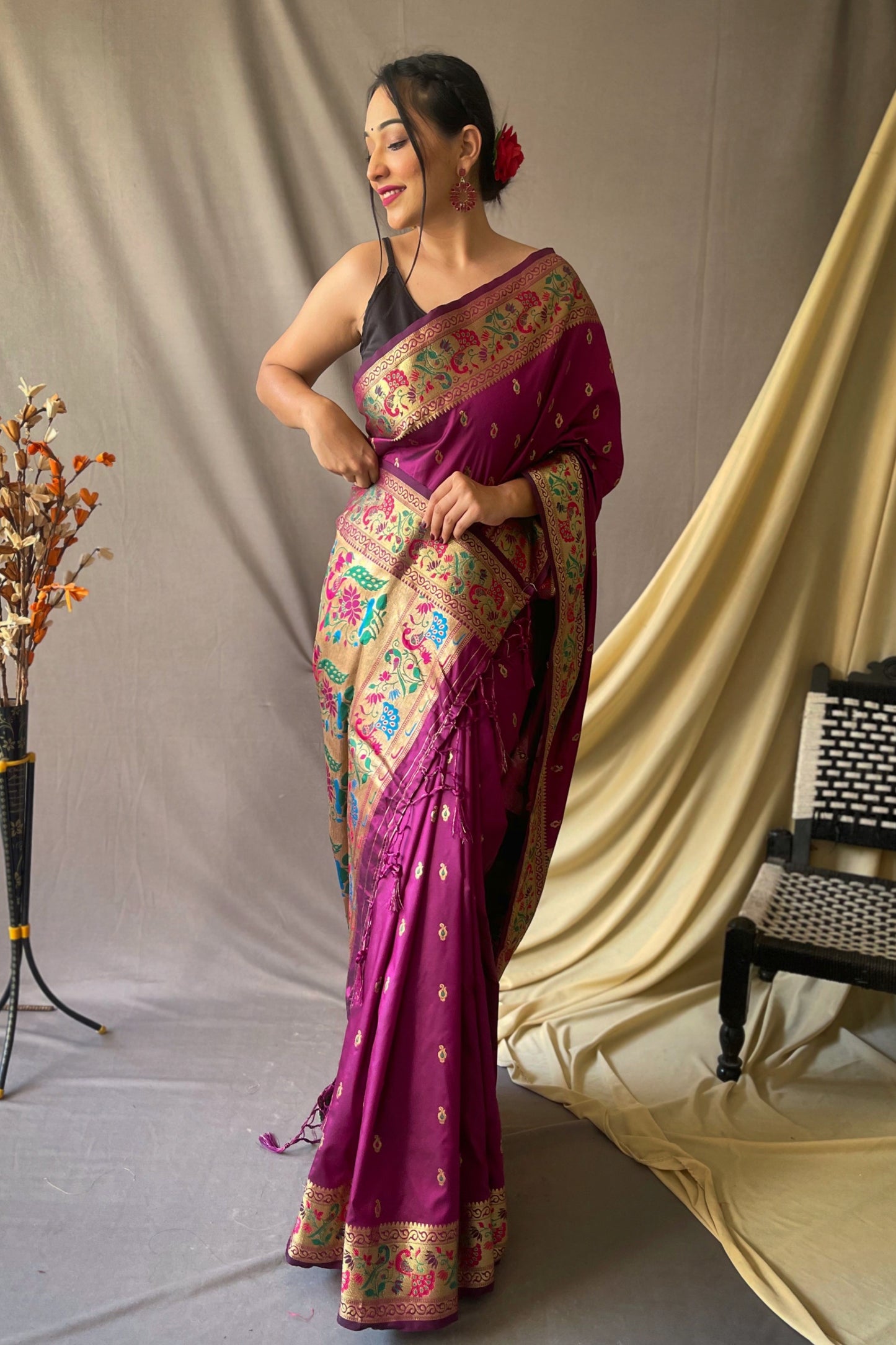 Purple Paithani Silk Saree