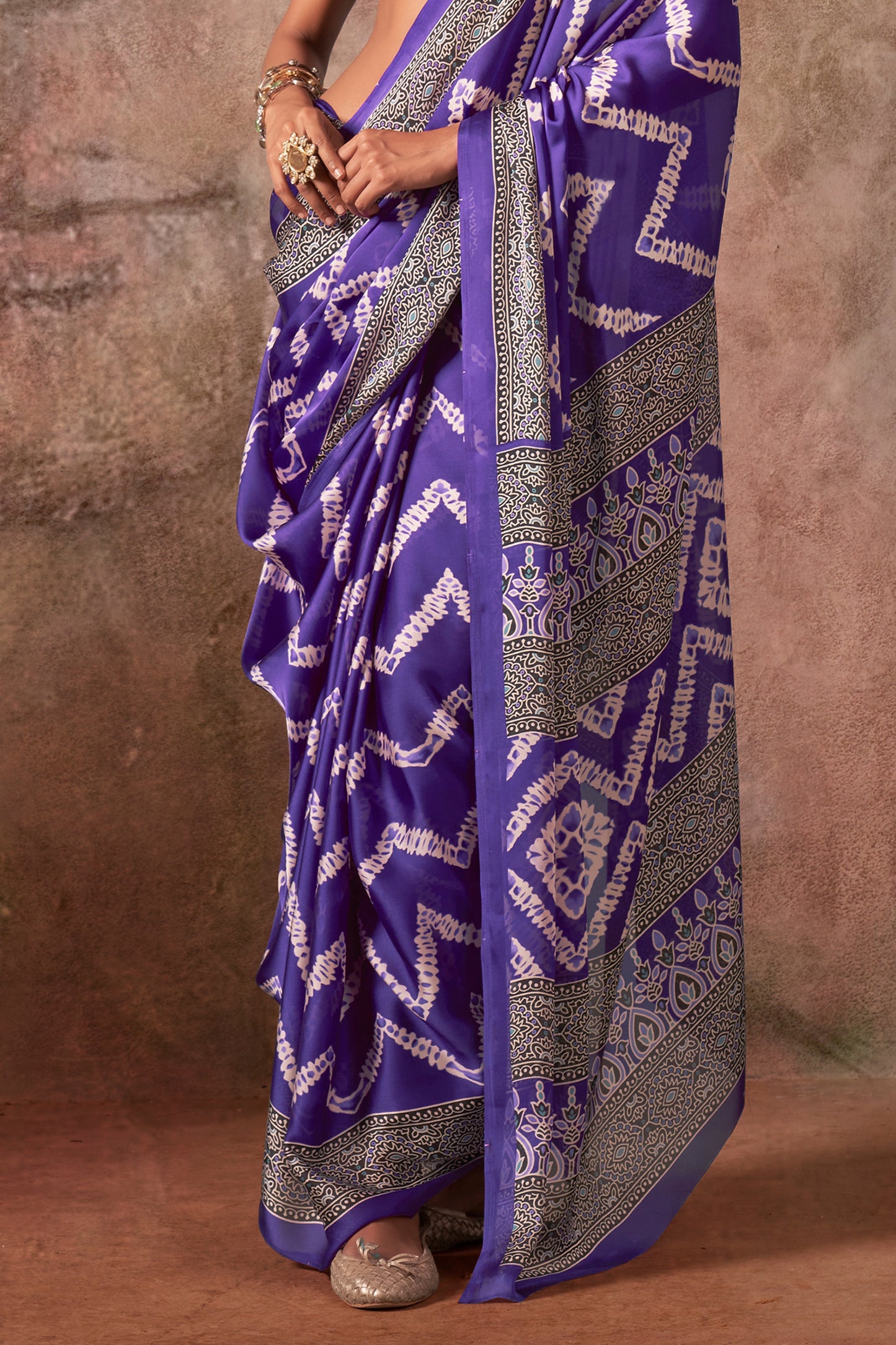 Purple Ajarakh Print Satin Georgette Saree-SAR12424_4_SareeButa.com