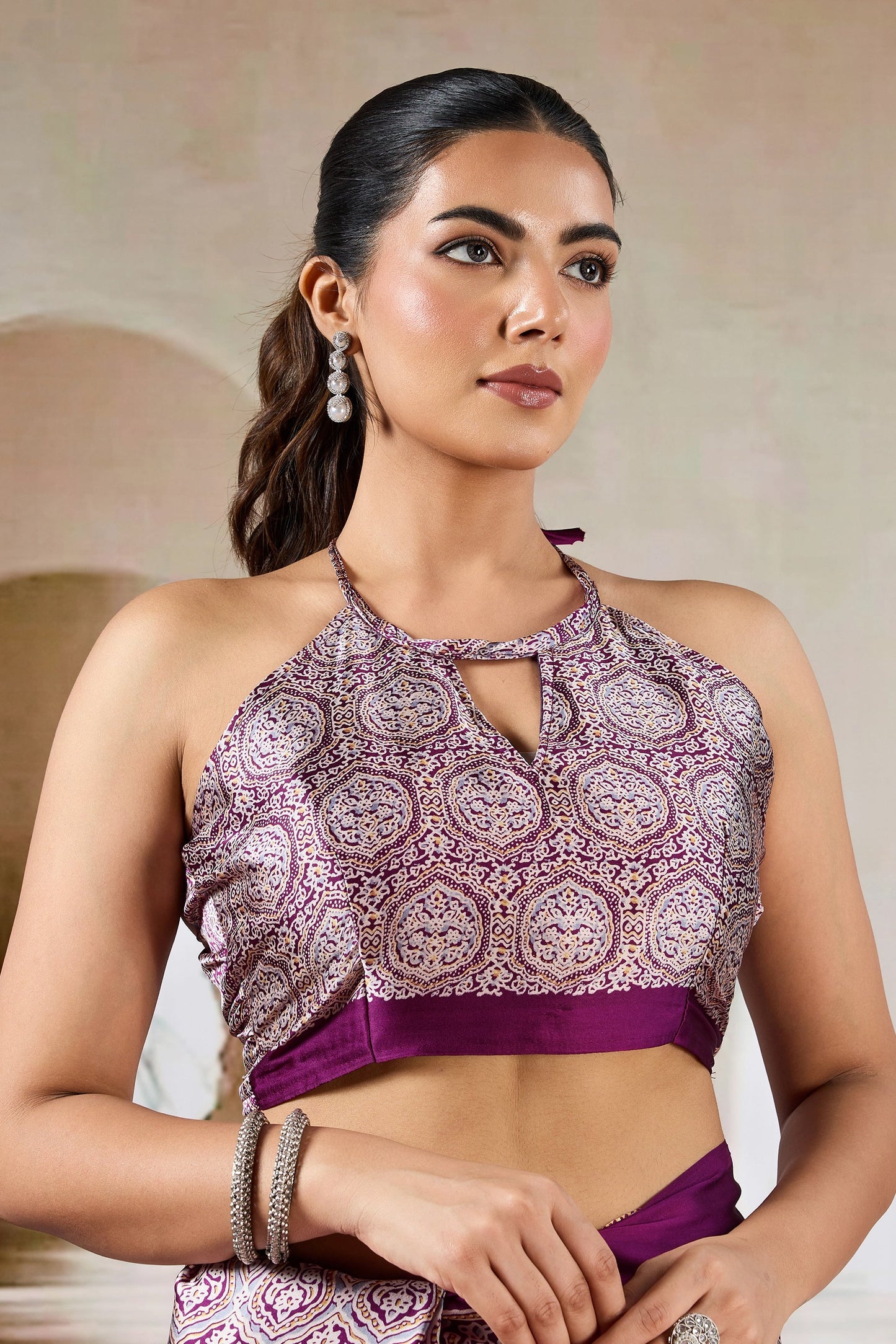 Purple Ajrakh Print Satin Saree-SAR11481_4_SareeButa.com