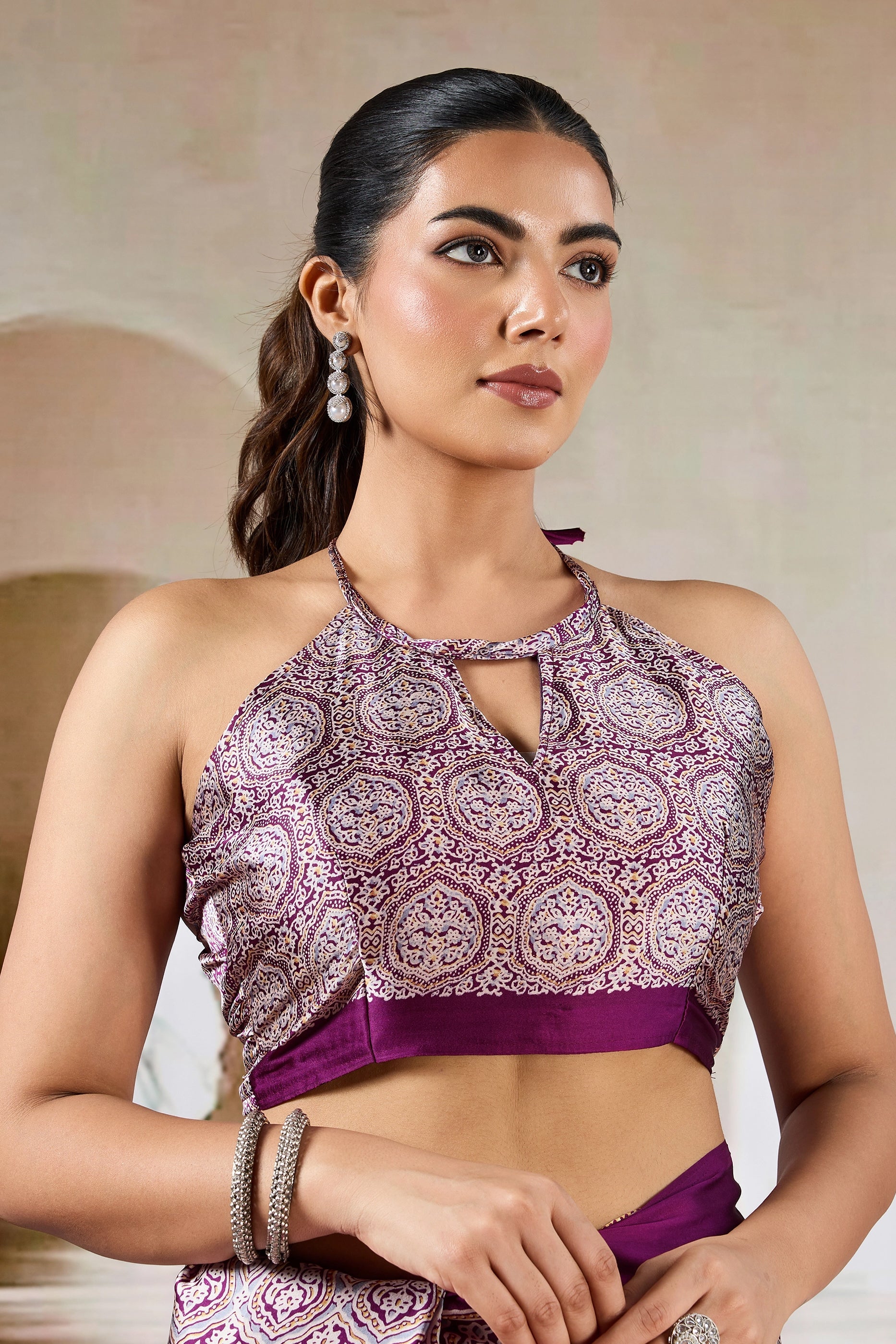 Purple Ajrakh Print Satin Saree-SAR11481_4_SareeButa.com