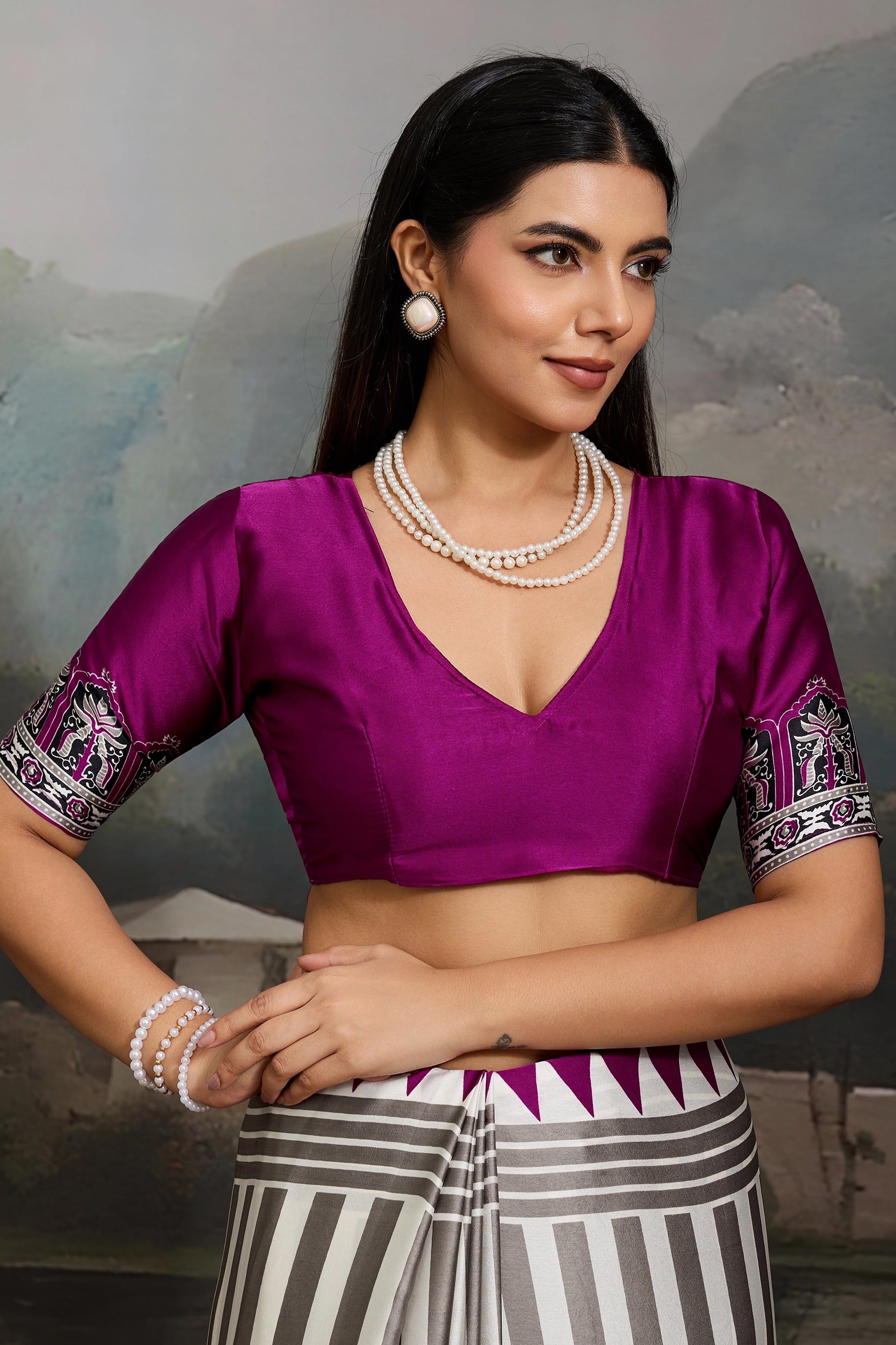 Purple Ajrakh Print Satin Saree-SAR11870_5_SareeButa.com