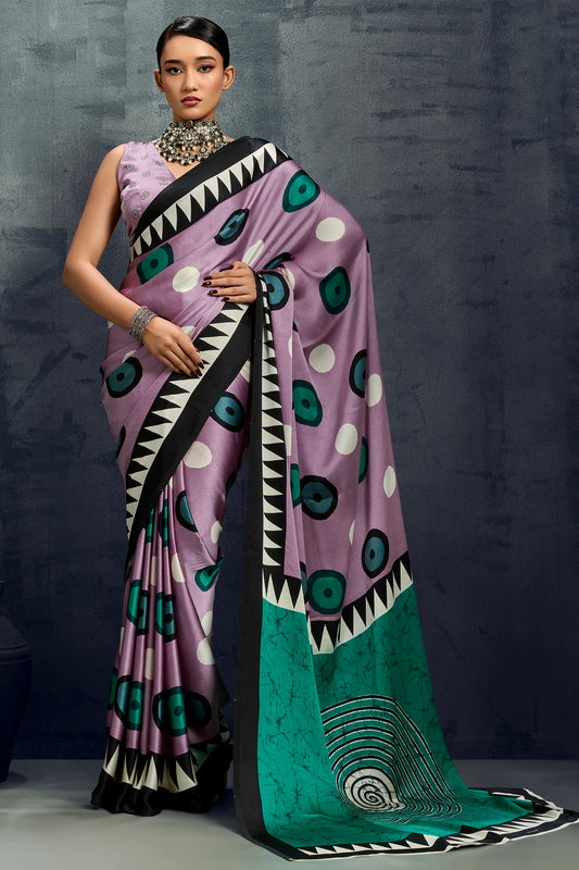 Purple Ajrakh Print Satin Saree-SAR11922_1_SareeButa.com