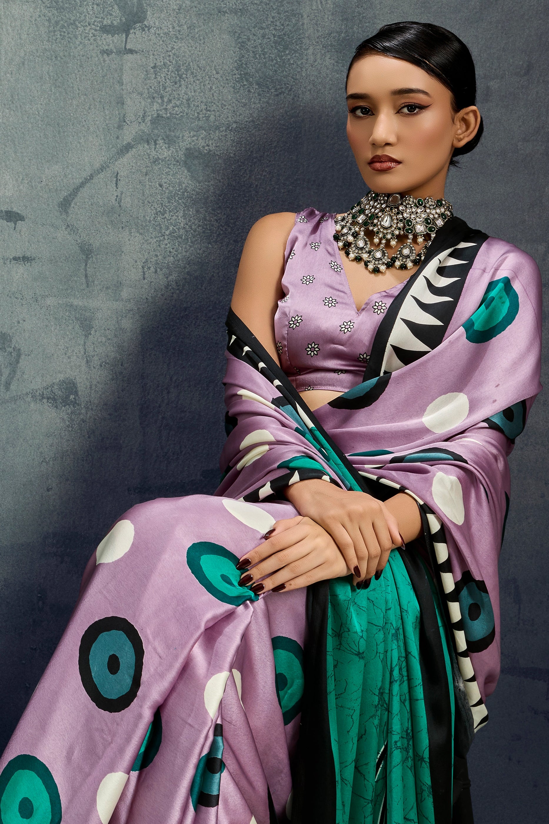 Purple Ajrakh Print Satin Saree-SAR11922_2_SareeButa.com