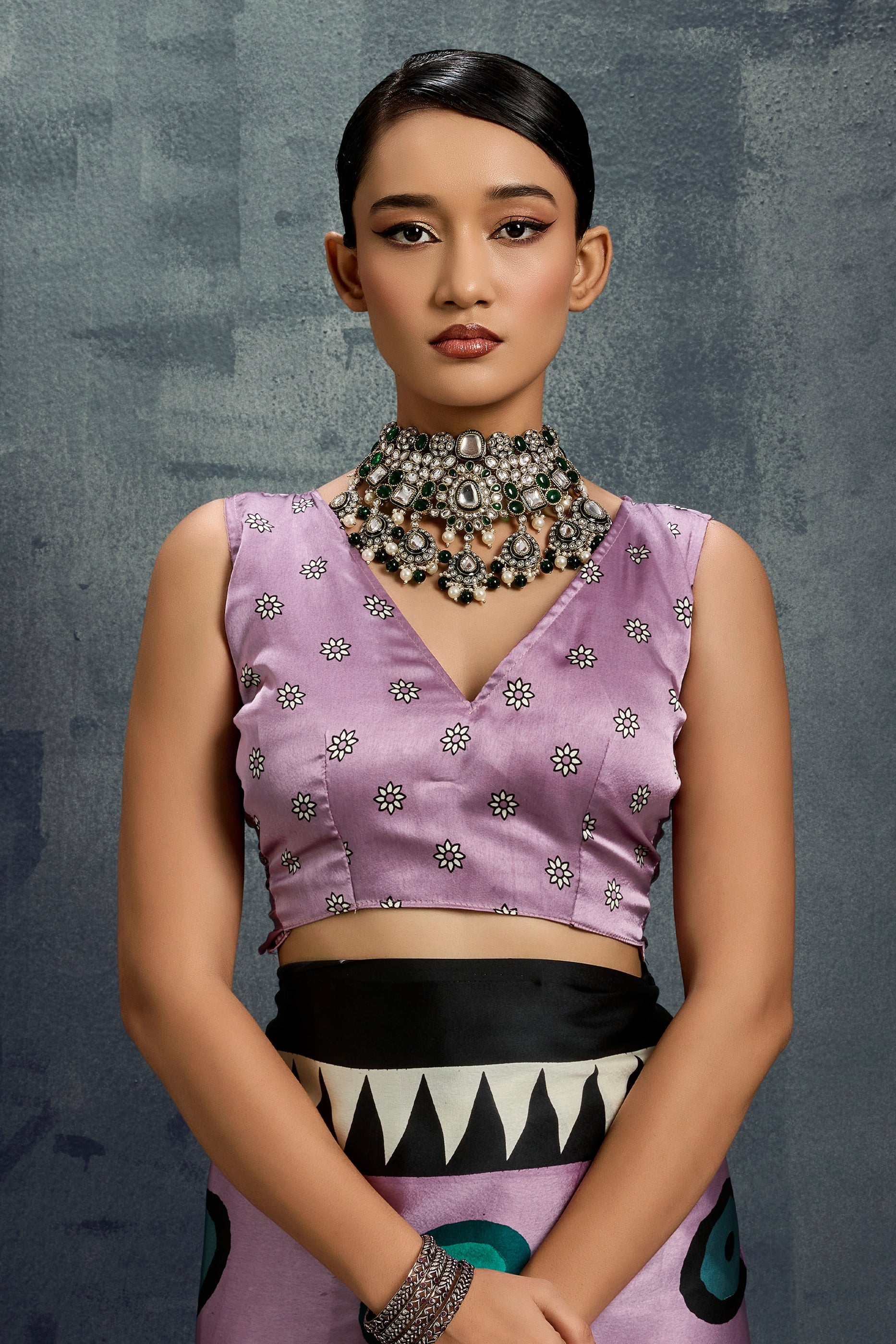 Purple Ajrakh Print Satin Saree-SAR11922_5_SareeButa.com
