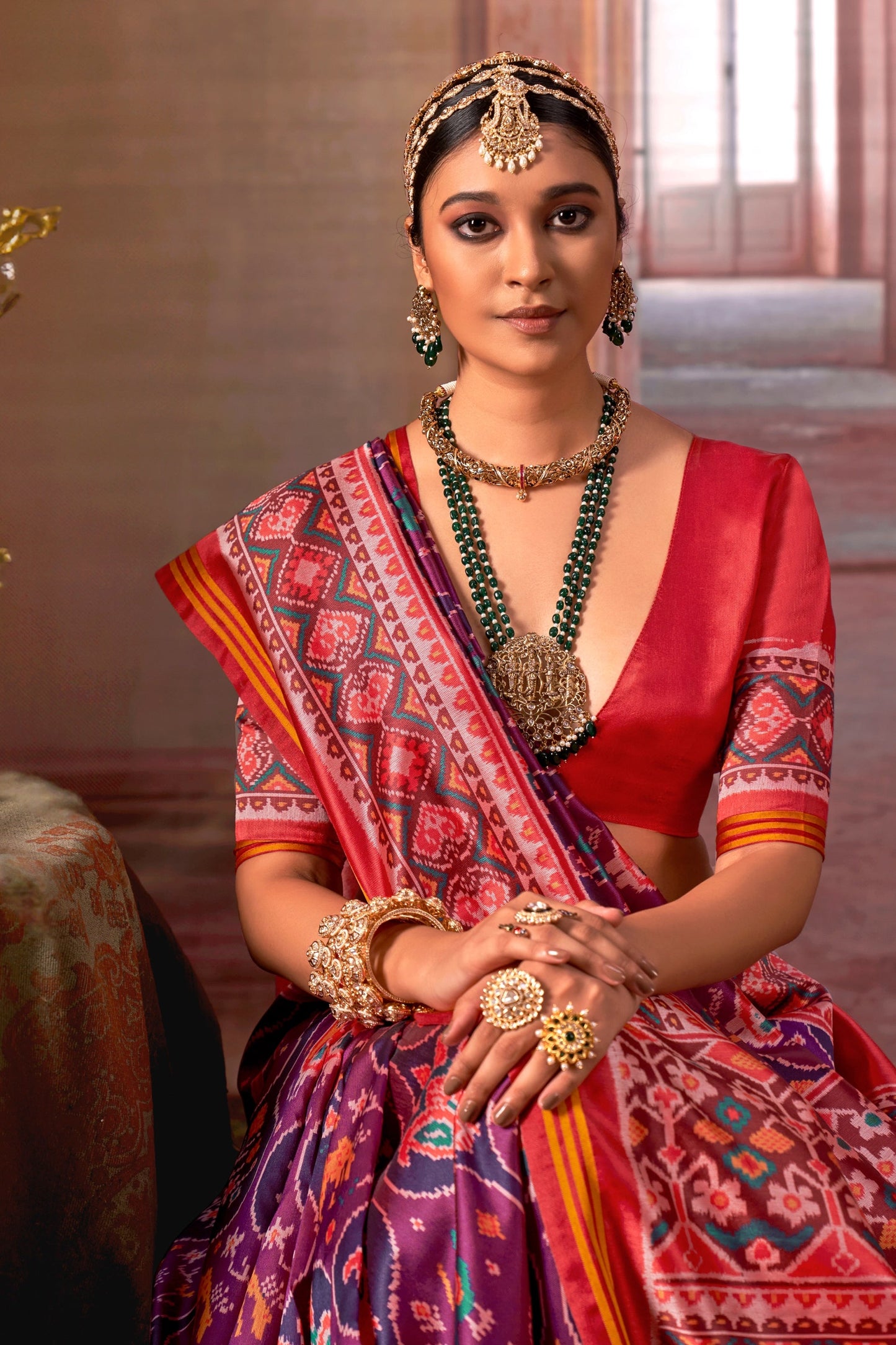 Purple And Red Printed Patola Silk Saree-SAR11371_2_SareeButa.com